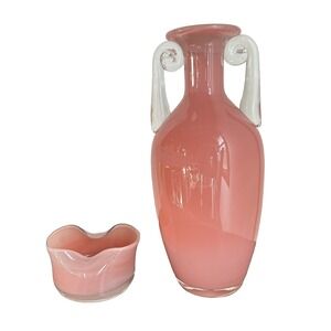 Pink Glass Vase Trinket Jewelry Dish Jerzy Słuczan Orkusz Amphora Poland Whimsy